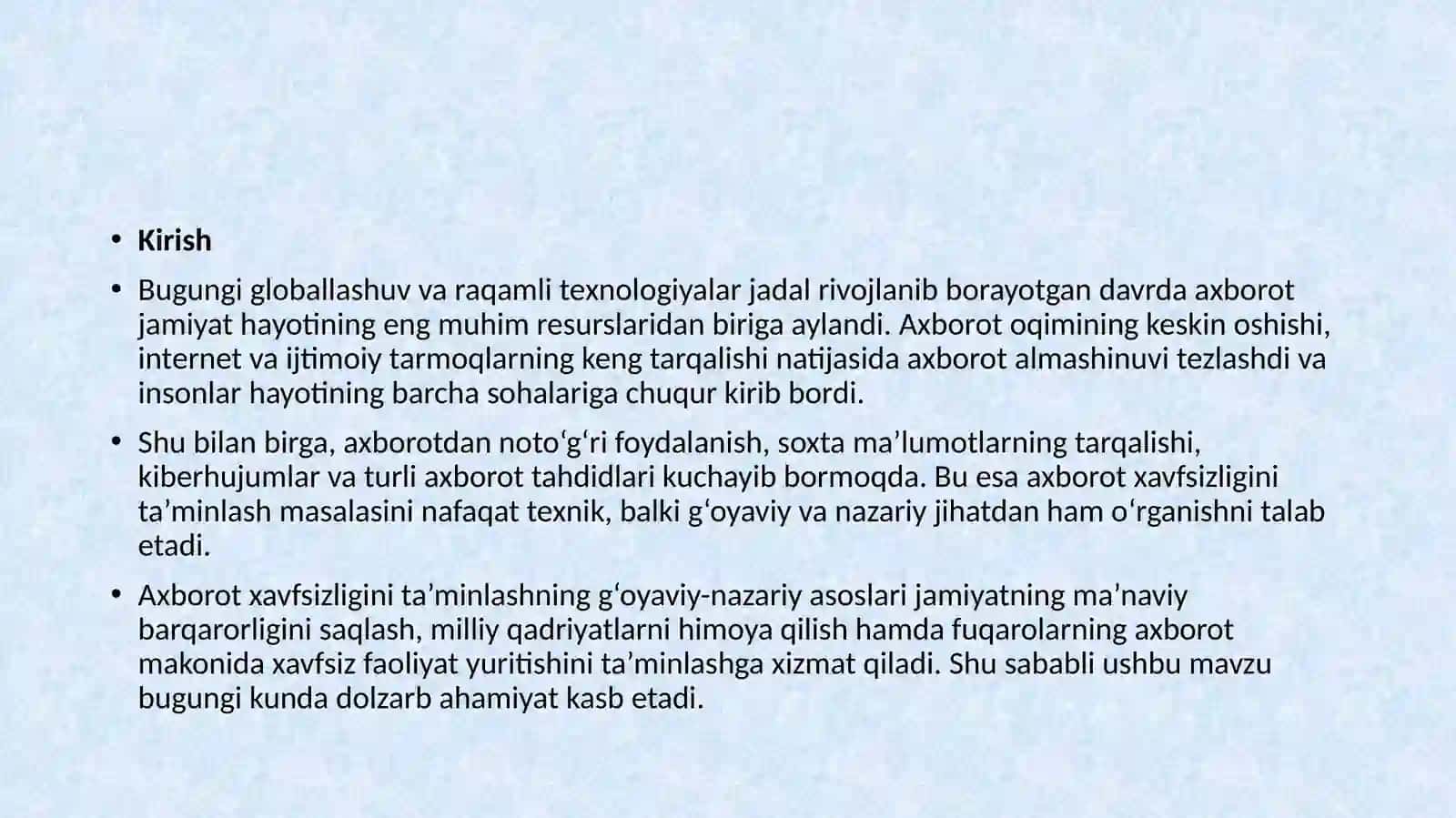 Axborot xavfsizligini ta'minlashning g'oyaviy-nazariy asoslari 2
