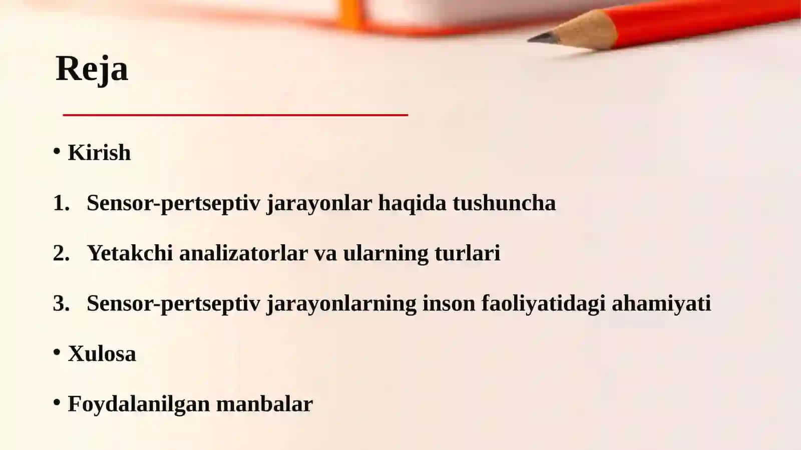 Yetakchi analizatorlarga ko‘ra sensor-pertseptiv jarayonlar turlari. 2