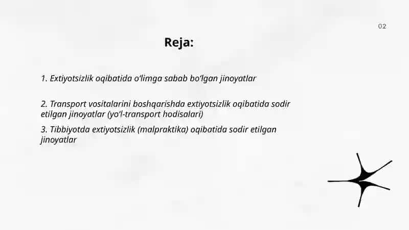 Extiyotsizlik jarayonida jinoyat sodir etish turlari 2