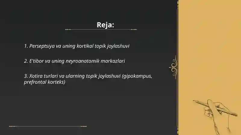 Ruhiy jarayonlar va ularni topik joylashuvi. 2