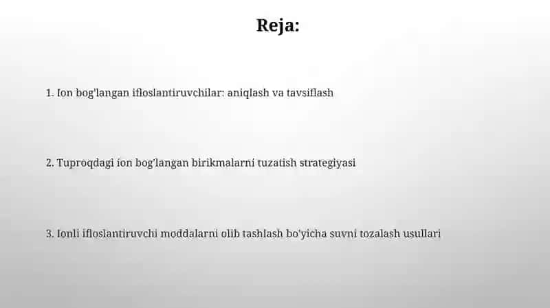 Tuproq va suvda ion birikmalariga kirish 2