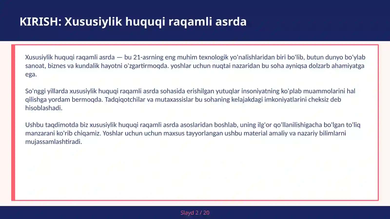 Xususiylik Huquqi Raqamli Asrda 2