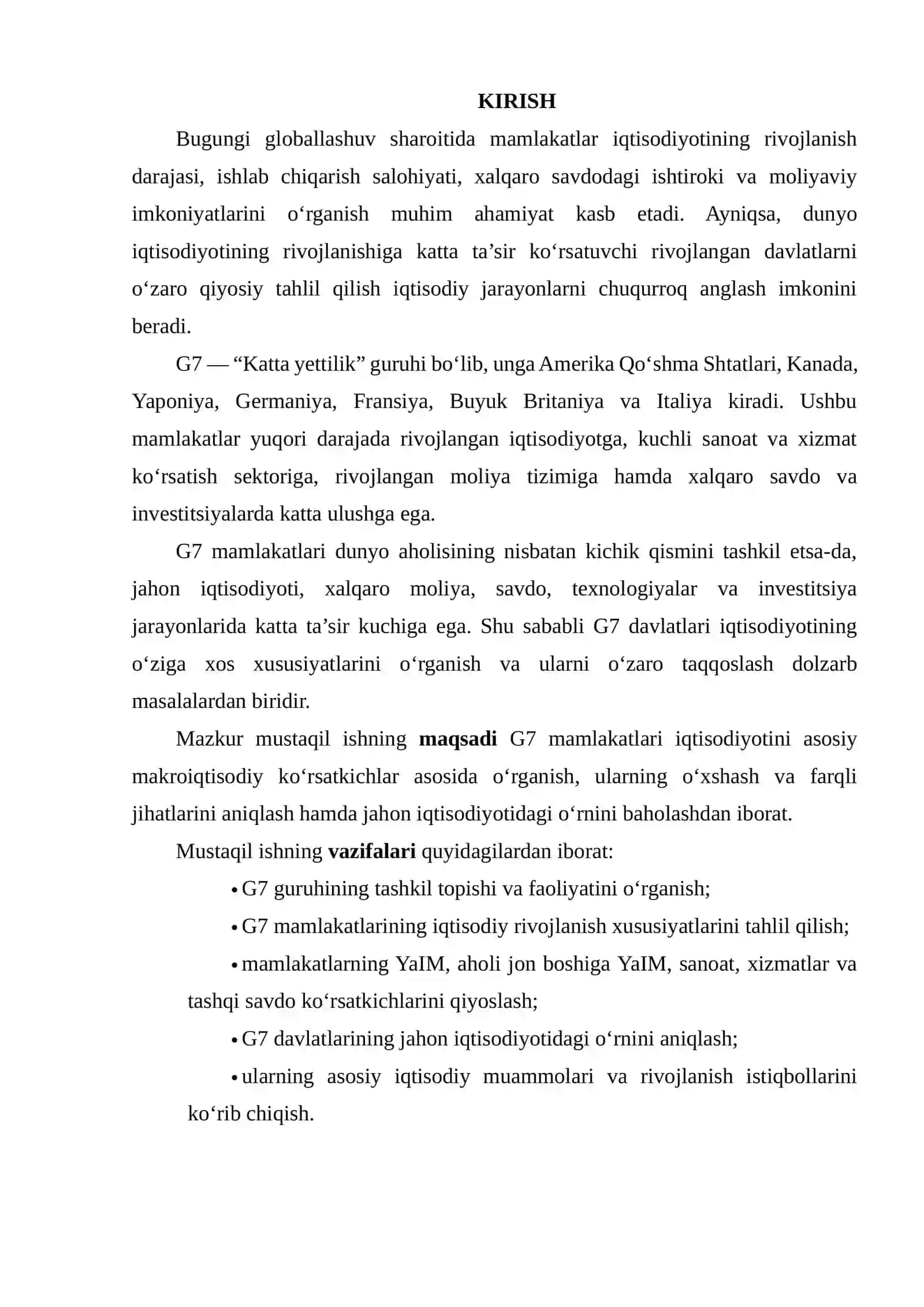 G7 MAMLAKATLARI IQTISODIYOTINI QIYOSIY TAHLIL QILISH 2