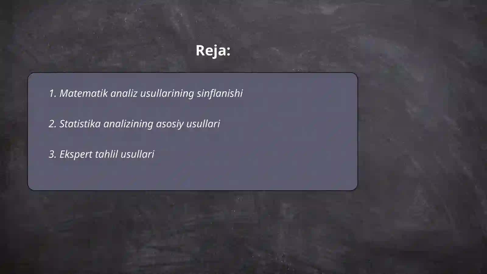 Matematik analiz usullarining sinflanishi 2