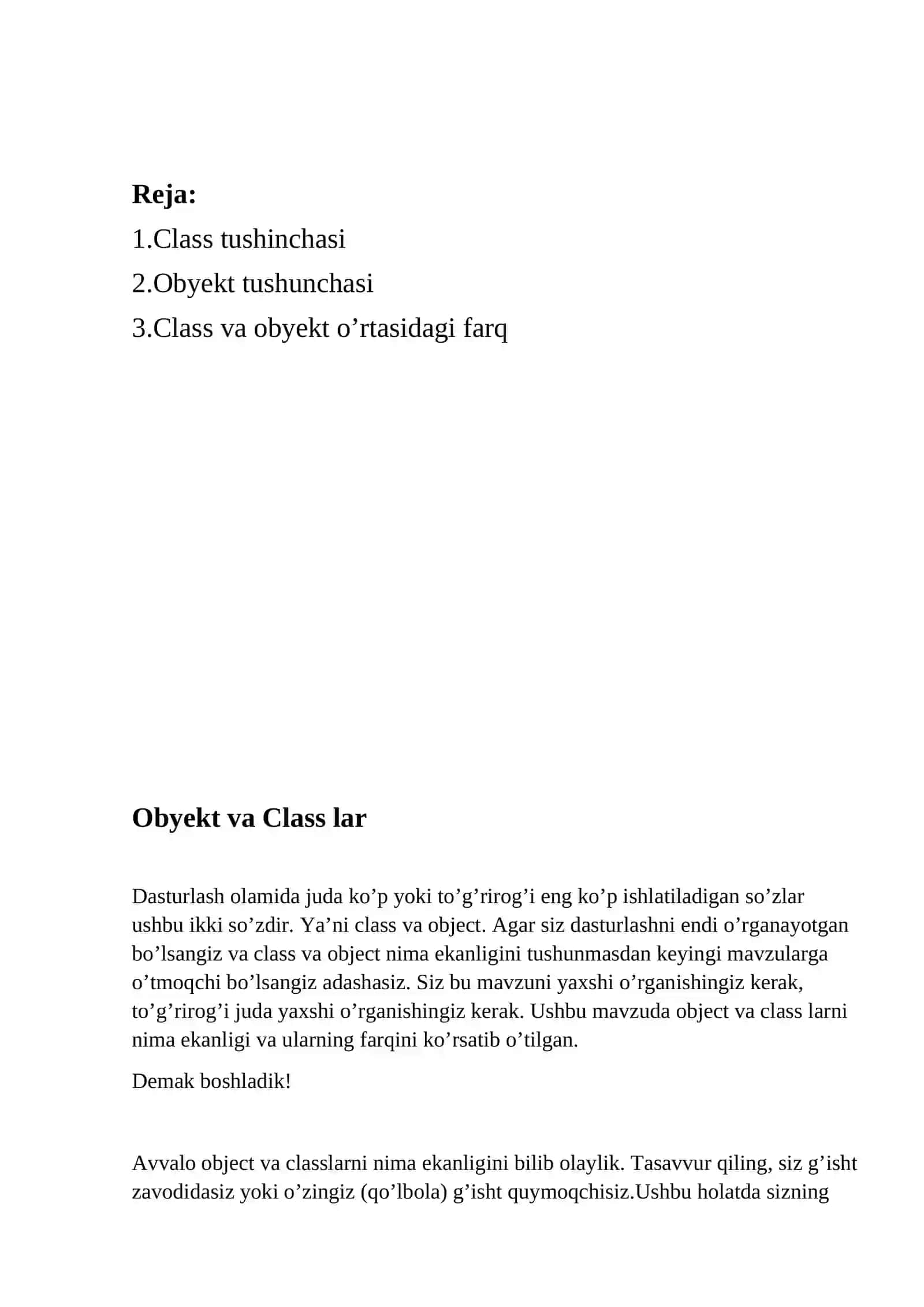 Object va Classlar 2