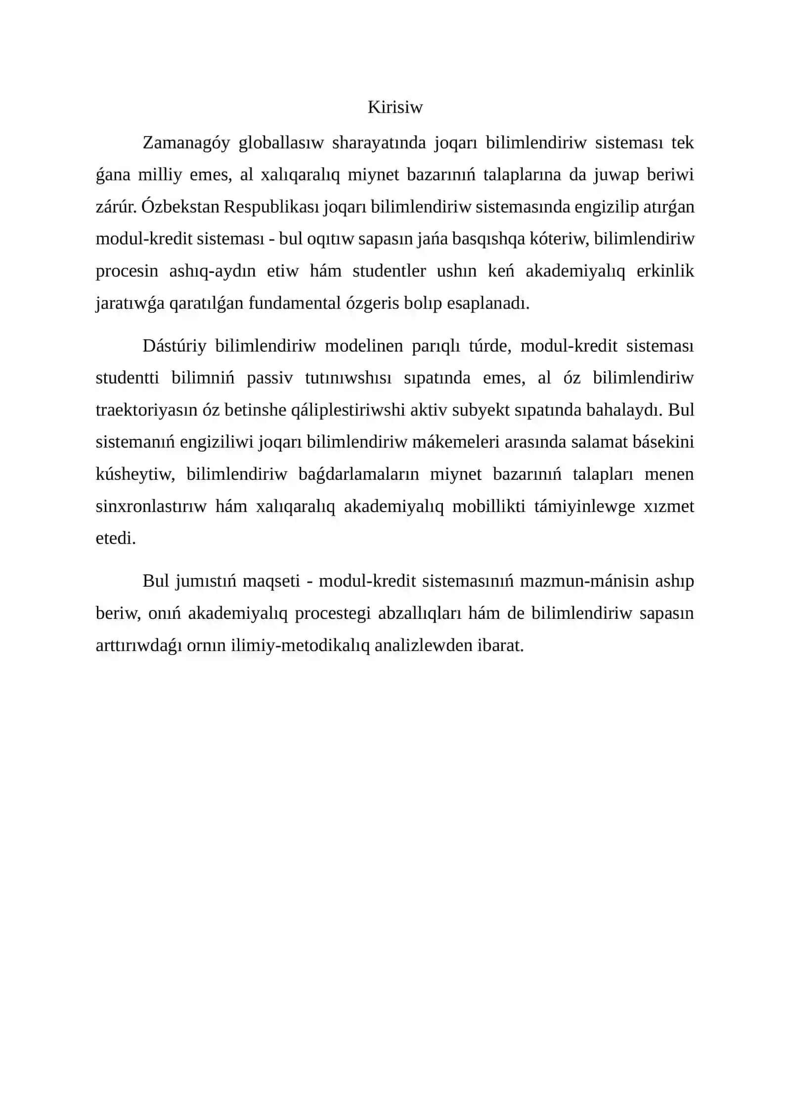 Kredit modul sistemasi 2