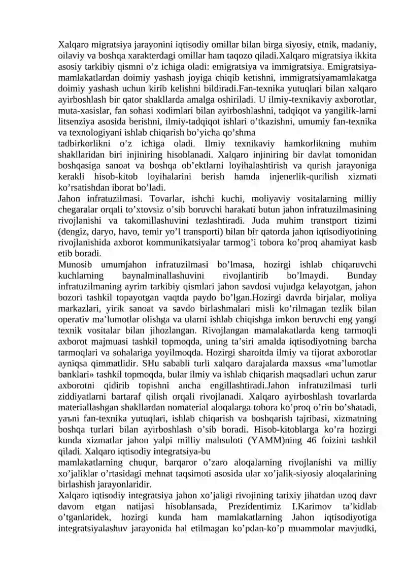 Хаlqаrо iqtisоdiy munоsаbаtlаr tizimi vа uning аsоsiy shаkllаri 2