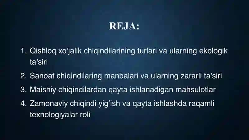 Qishloq xo‘jalik, sanoat va maishiy xizmat chiqindilarini qayta ishlash 2