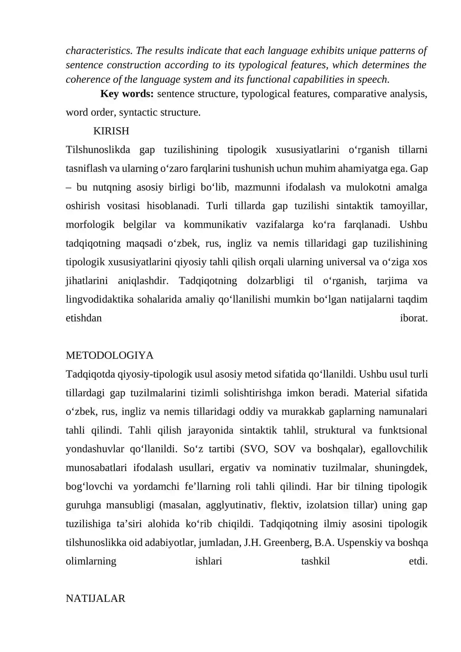 Турли тиллардаги гап тузилиши 2