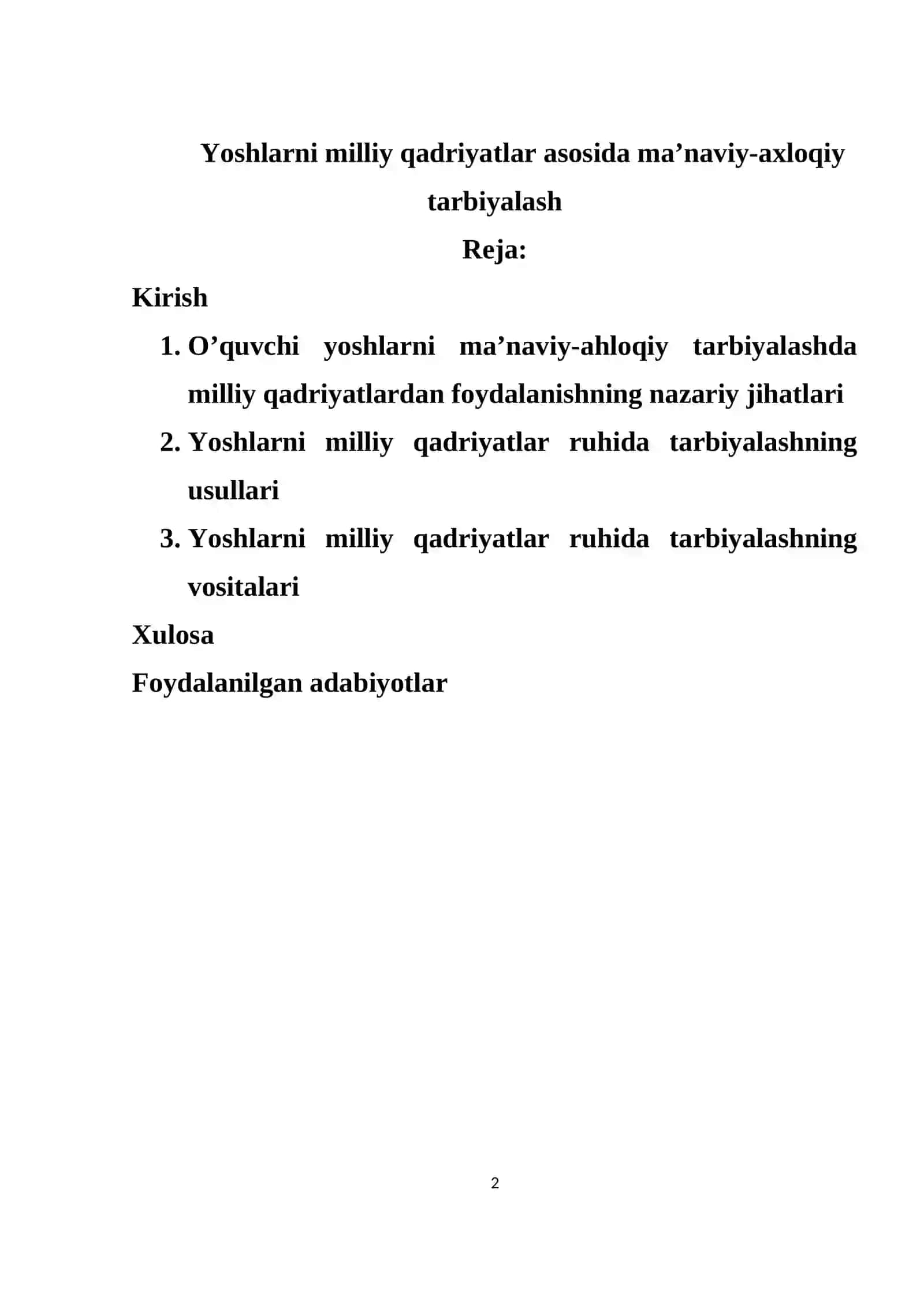 Yoshlarni milliy qadriyatlar asosida tarbiyalash 2