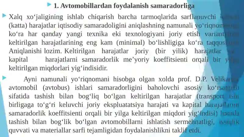 AVTOMOBIL TRANSPORTIDA YUK TASHISHNING O‘ZIGA XOS XUSUSIYATLARI 2