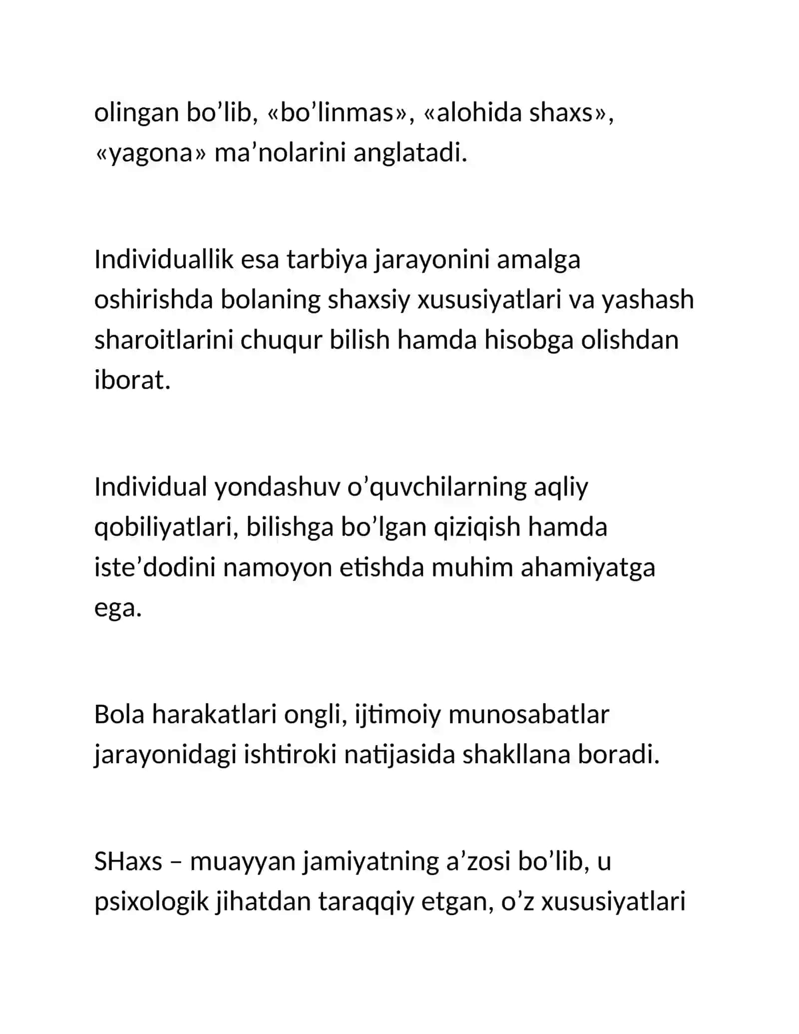 Shaxs rivojlanishi, tarbiyasi va ijtimoiylashuvi 2