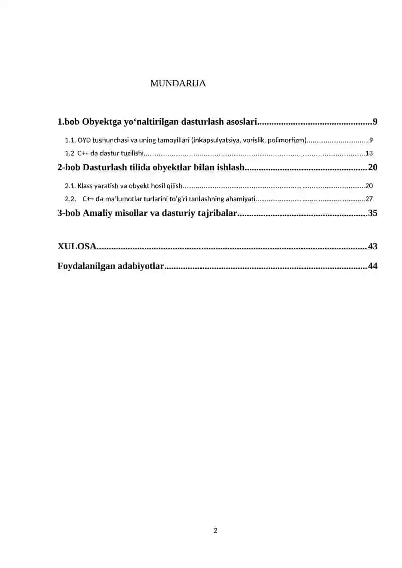 OBYEKTLAR BILAN ISHLASH KURS ISHI 2