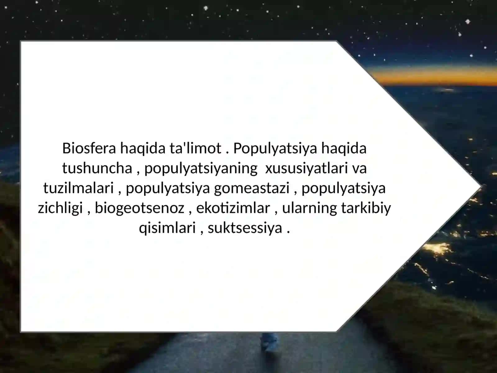 Umumiy ekalogiya fanidan Slayd namoyishi 2
