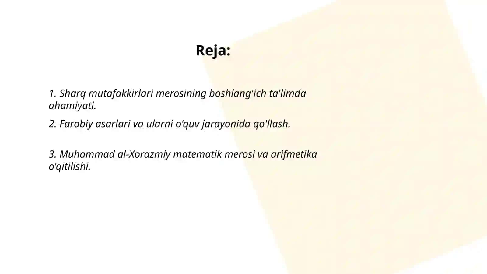 Sharq mutafakkirlari merosidan foydalanish 2