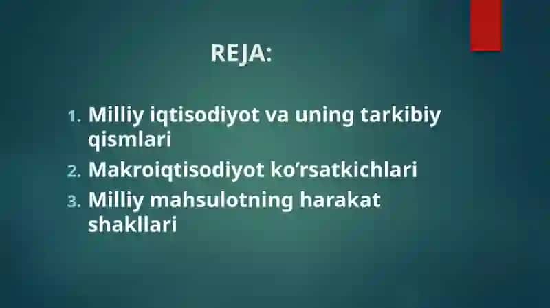 Milliy iqtisodiyot va uning makroiqtisodiy ko’rsatkichlari 2