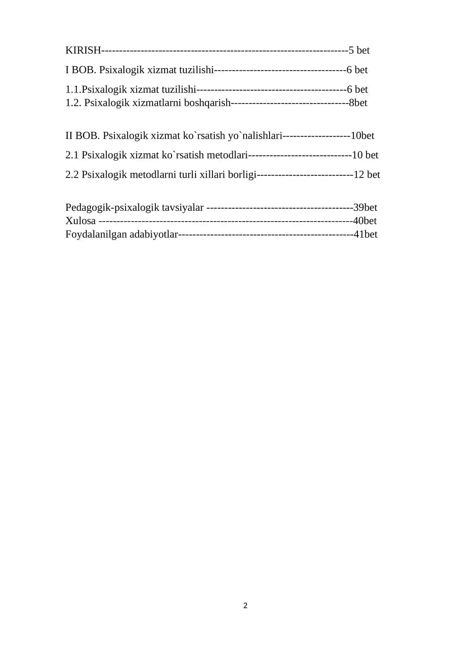 Psixalogik xizmat tuzilishi va uni boshqarish 2