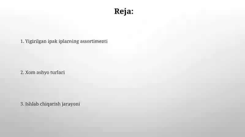 Yig'irilgan ipak iplarining assortimenti 2