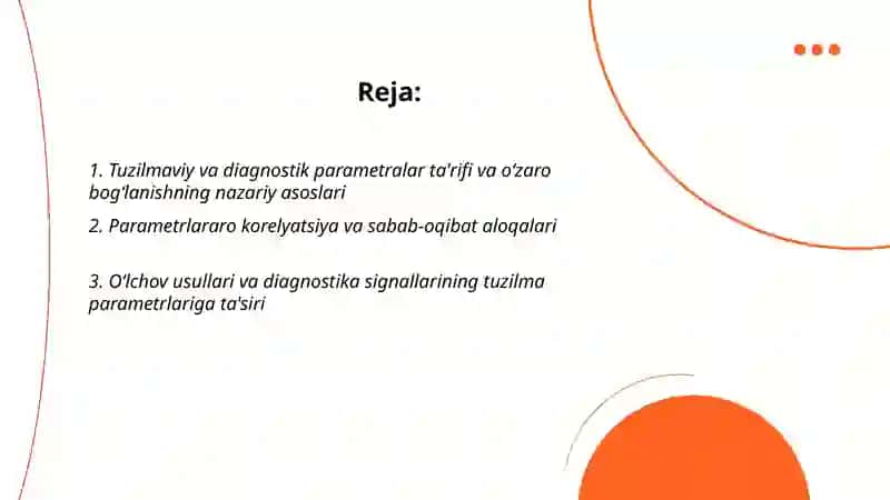 Tuzilmaviy va diagnostik parametrlsrning o‘zaro bog‘lanishlari 2