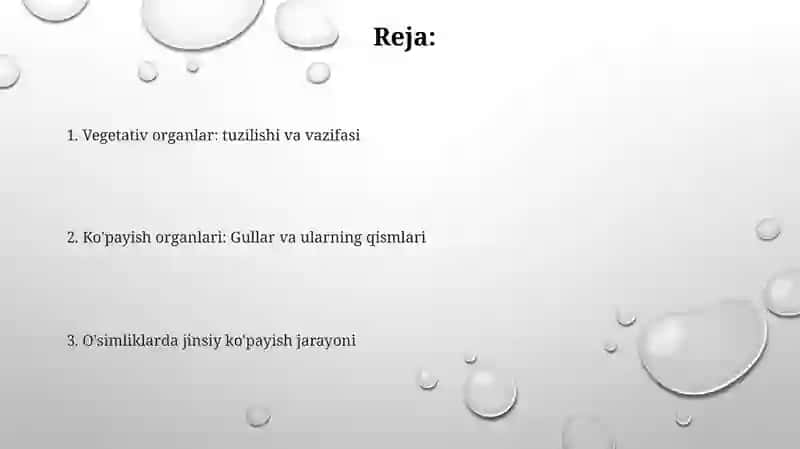 Oʻsimliklarning vegetativ va generativ organlari va jinsiy koʻpayishi 2