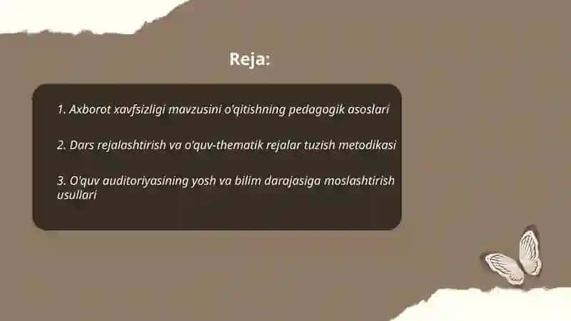 Axborot Xavfsizligi Mavzusini O'qitish Metodikasi 2