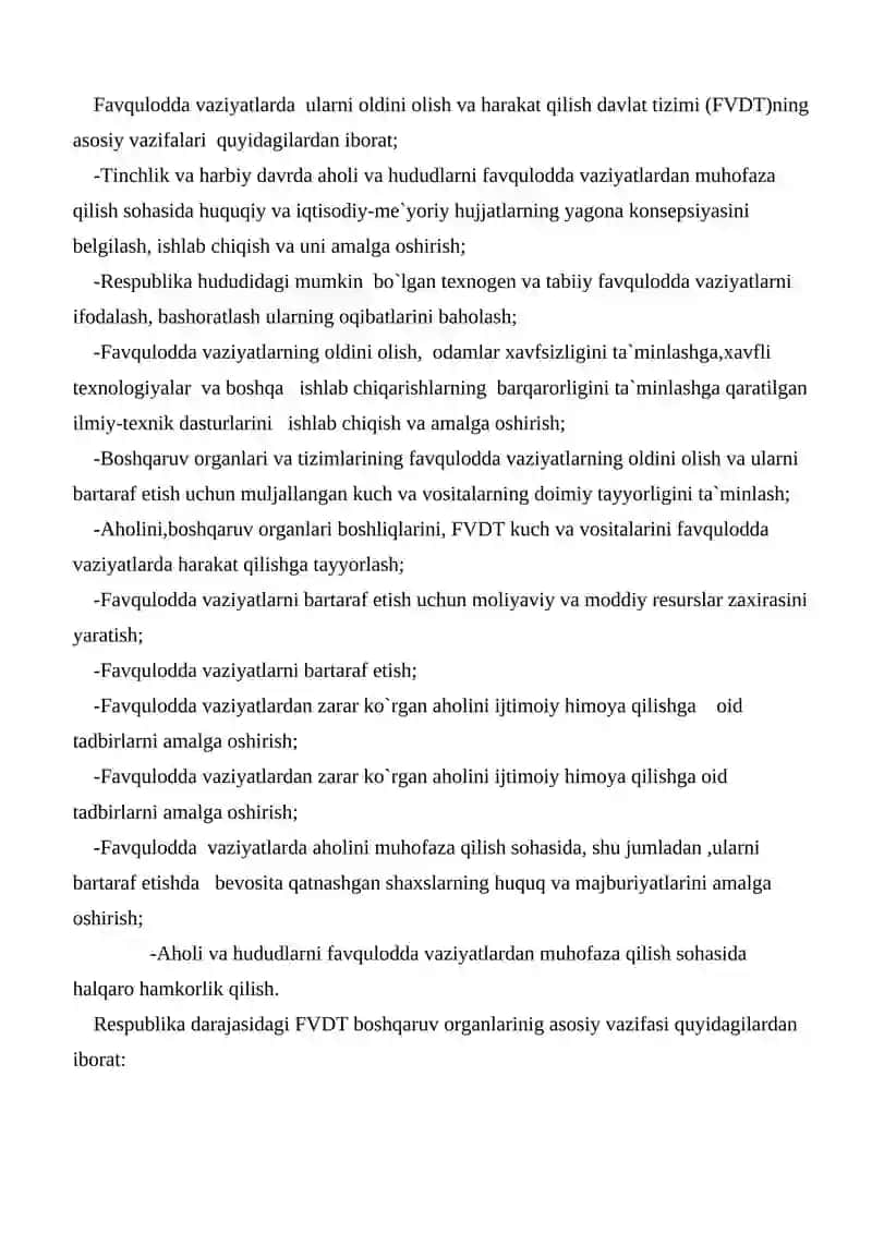 Favqulodda vaziyatlarda ularni oldini olish va harakat qilish Davlat tizimi 2