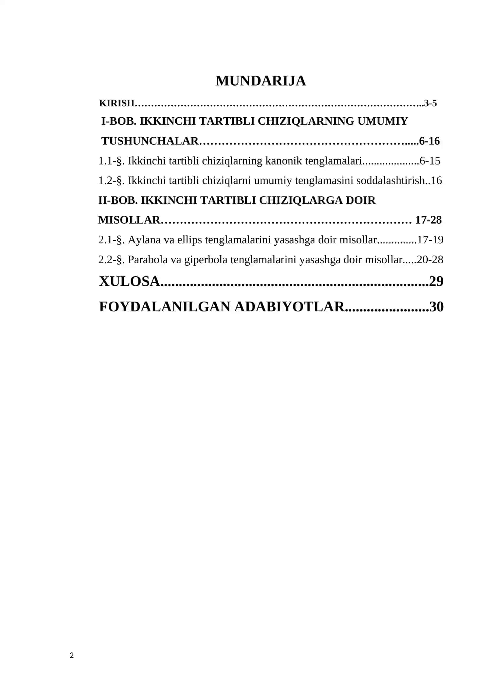 Ellips, giperbola va parabolaning ta’rifi, kanonik tenglamalari va xossalari 2