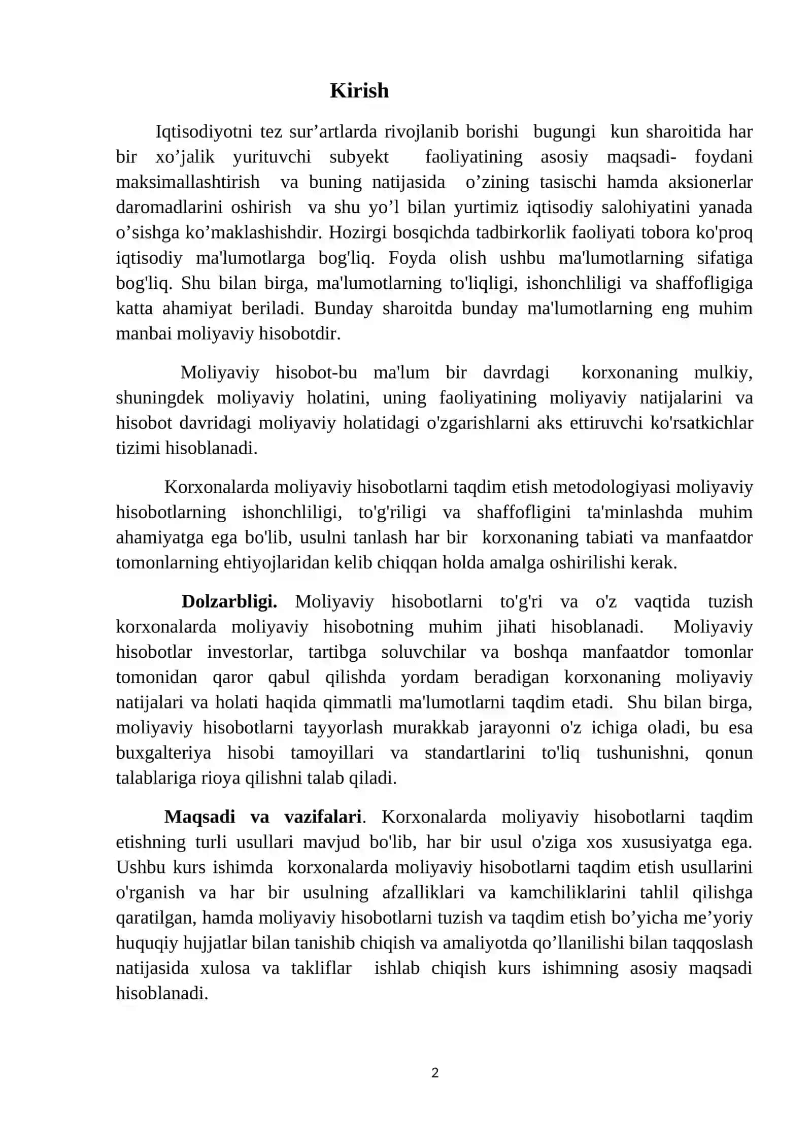 Korxonalarning moliyaviy hisoboti,uni tuzish va taqdim etish usullari 2