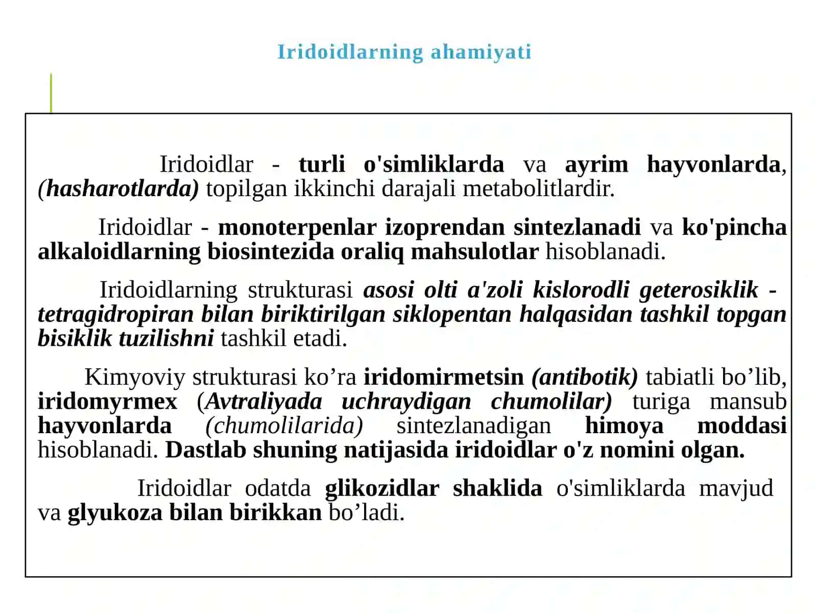 Iridoidlar saqlovchi dorivor o’simliklar 2
