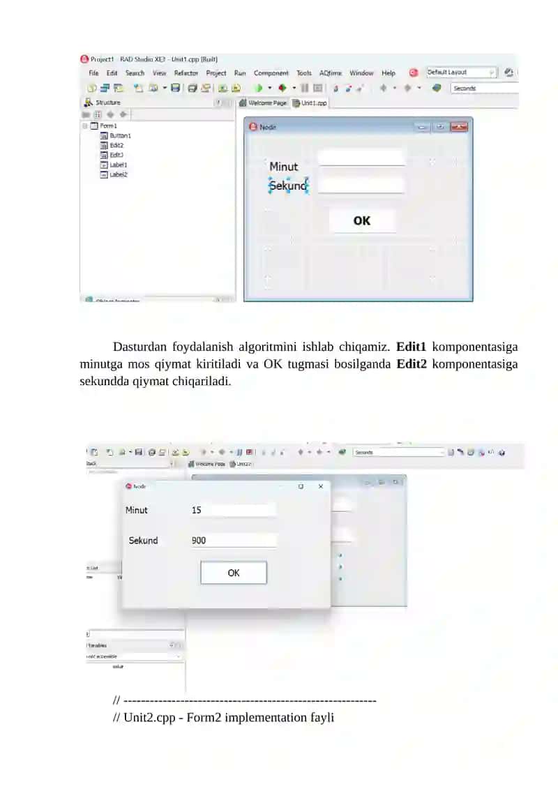“Minutni”ni “sekund”da ifodalash konvertor dasturi 2