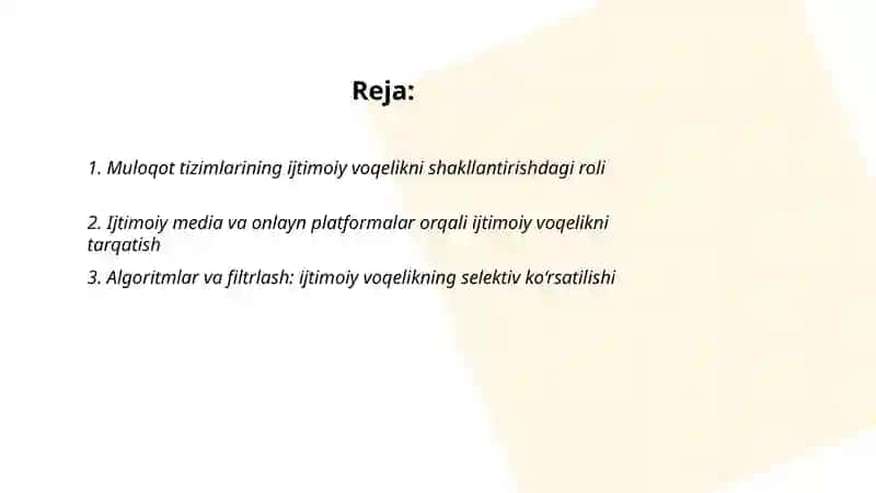 Muloqot tizimlari orqali ijtimoiy voqelikni shakllantirish va tarqatish 2