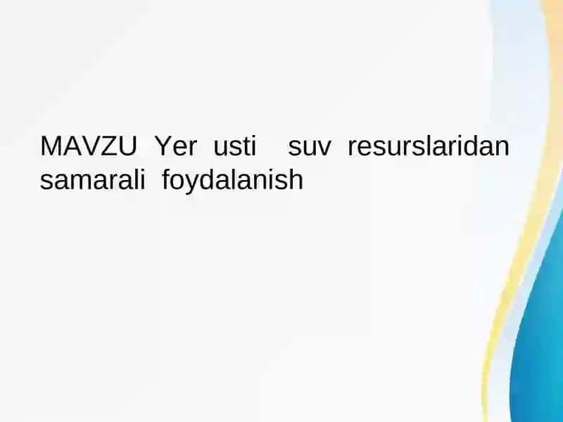 'Tabiiy Sharoitlarni Yaxshilash Fanidan' Taxlagan Mustaqil Ishi 2