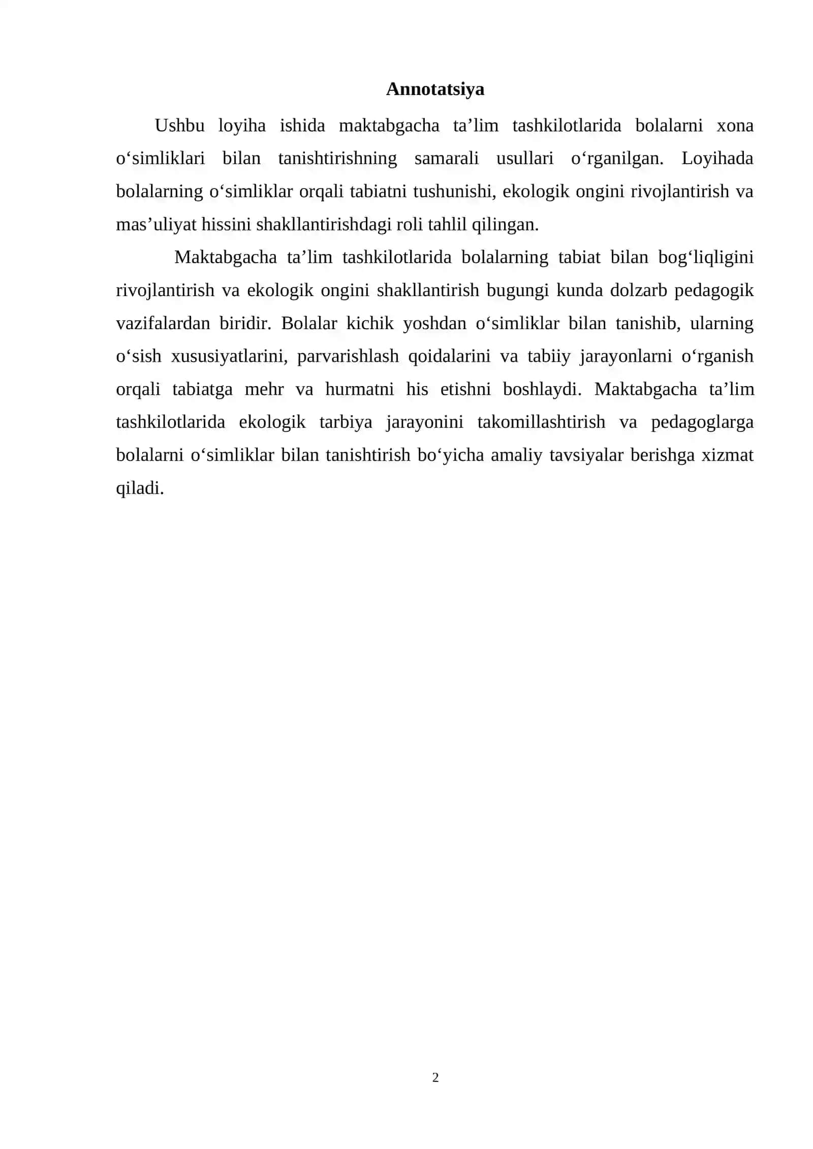 Maktabgacha yoshdagi bolalarni oʻsimliklar dunyosi bilan tanishtirish 2