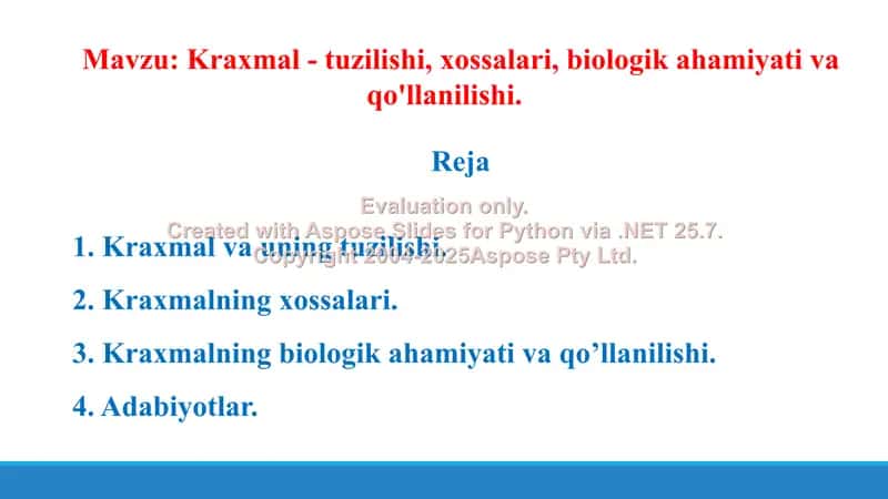 6. Kraxmal - tuzilishi, xossalari, biologik ahamiyati va qo'llanilishi. Taqdimot 14 bet 2