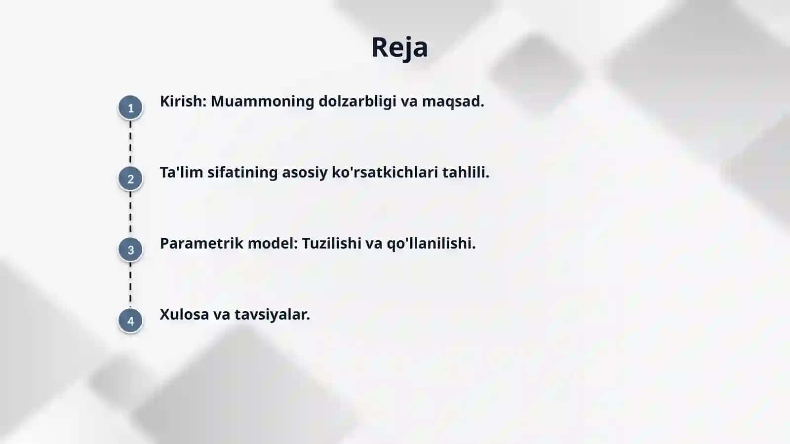Ta'lim sifati asosiy ko'rsatkichlari tizimining parametrik modeli 2
