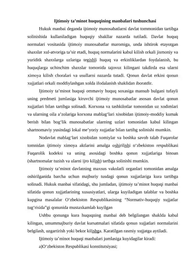 Ijtimoiy ta’minot huquqining manbalari 2