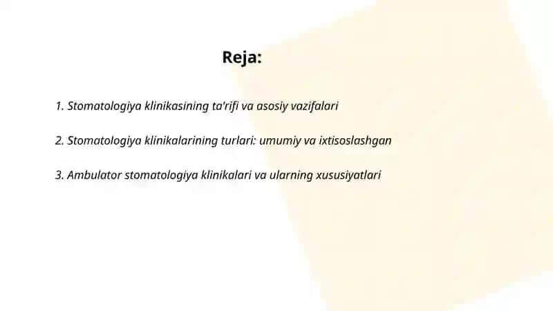 Stomatologiya klinikasi, uning turlari, toifalari 2