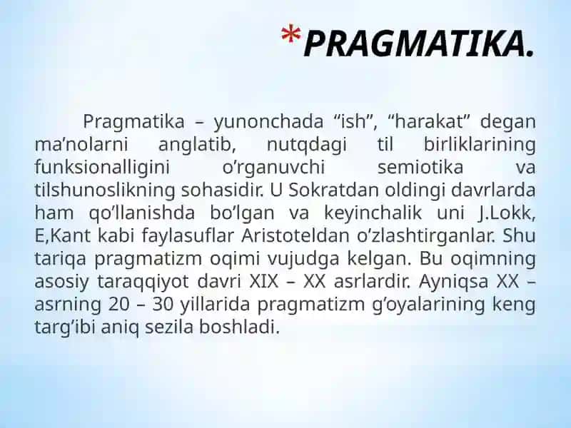Pragmatik tadqiqotlar. 2