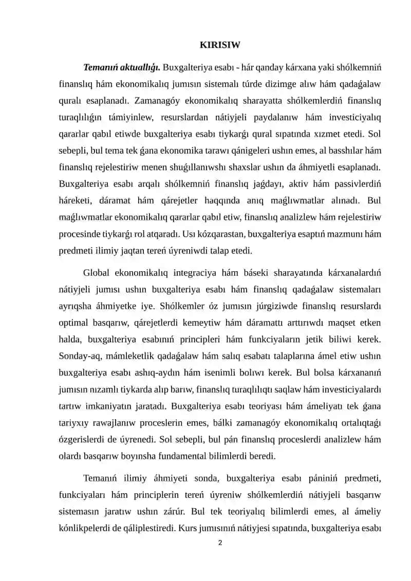 Buxgalteriya esabı pániniń predmeti 2