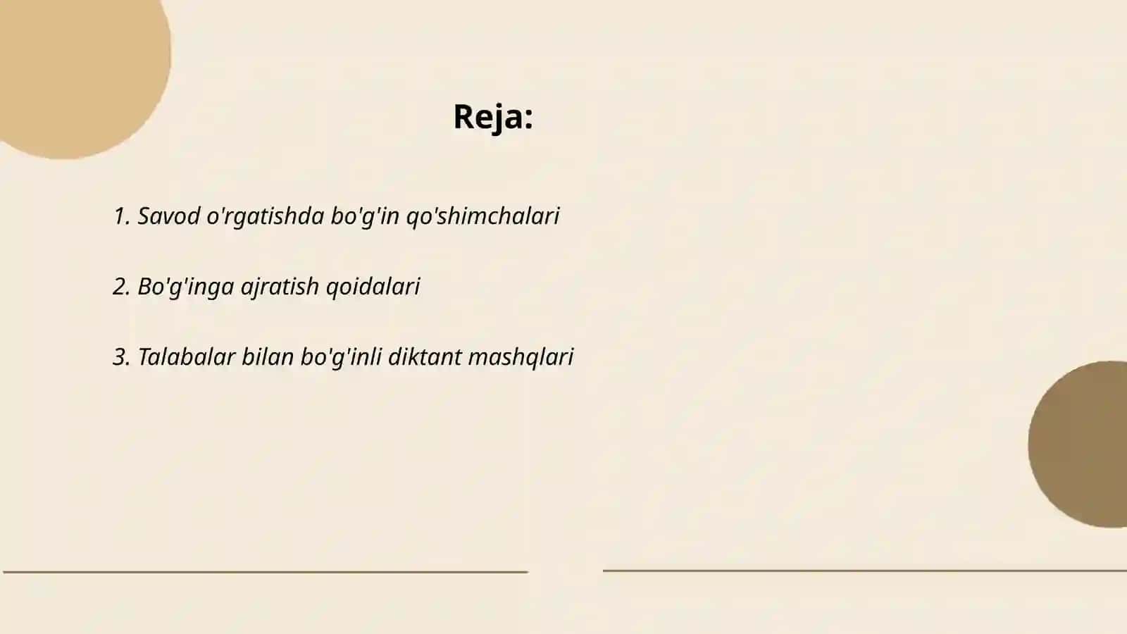 Savod o'rgatish davrida bo'g'in bilan ishlash 2