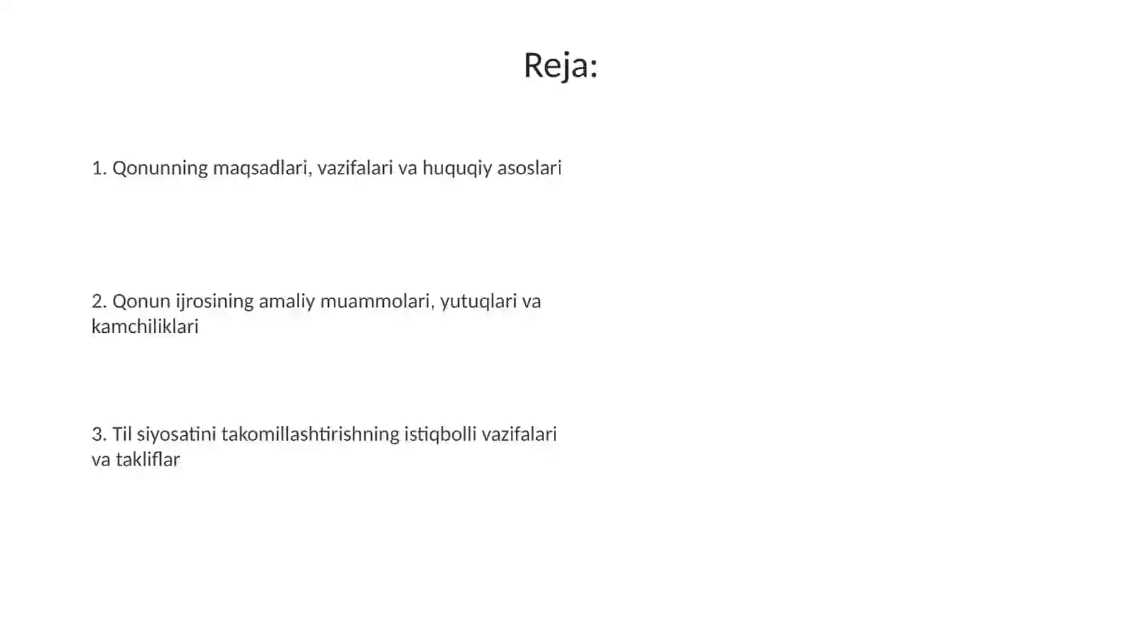 Davlat tili haqidagi qonun va uning ijrosini tahlilini qilish 2