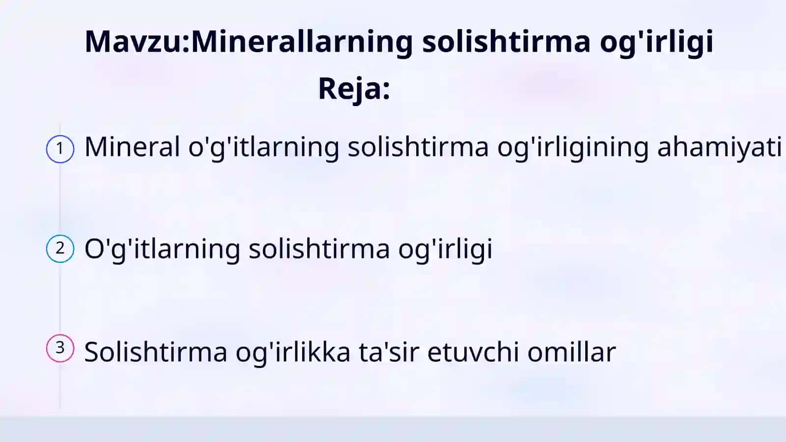 Minerallarning solishtirma og'irligi 2