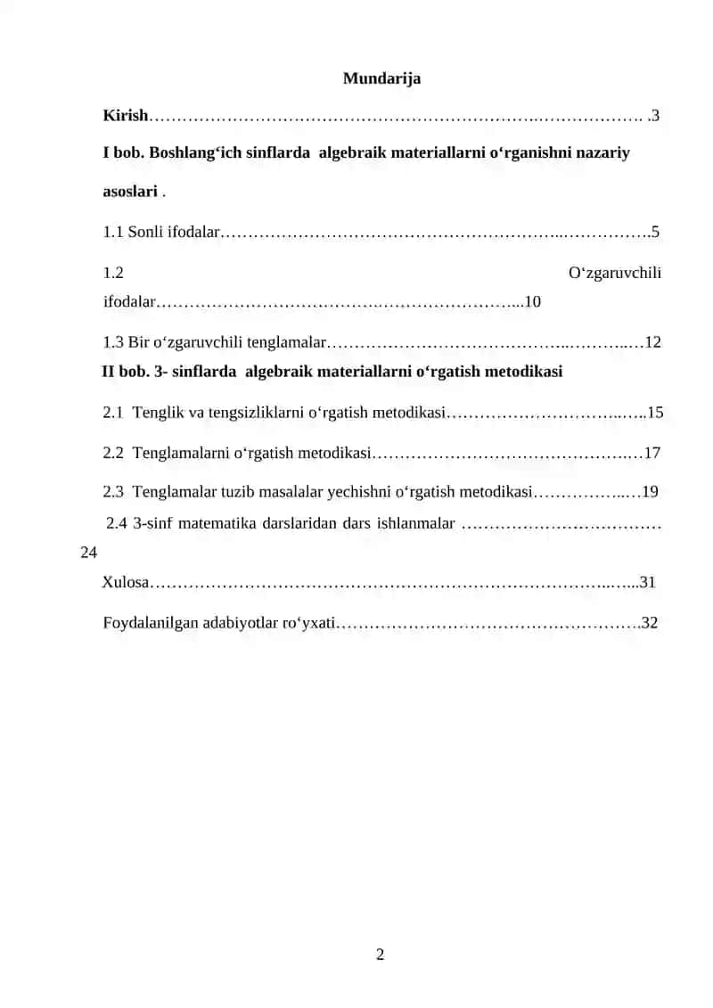 Matematika va uni o‘qitish metodikasi 2