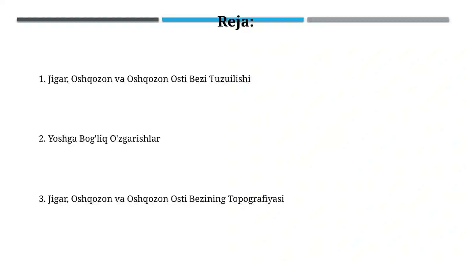 Jigar, me’da osti bezi: tuzilishi, topografiyasi, yoshga qarabo‘zgarishi 2