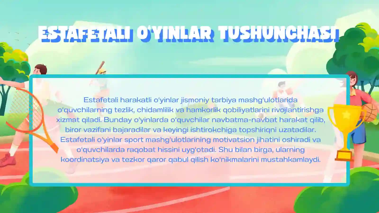 Estafetali harakatli o'yinlarni o'tkazish 2