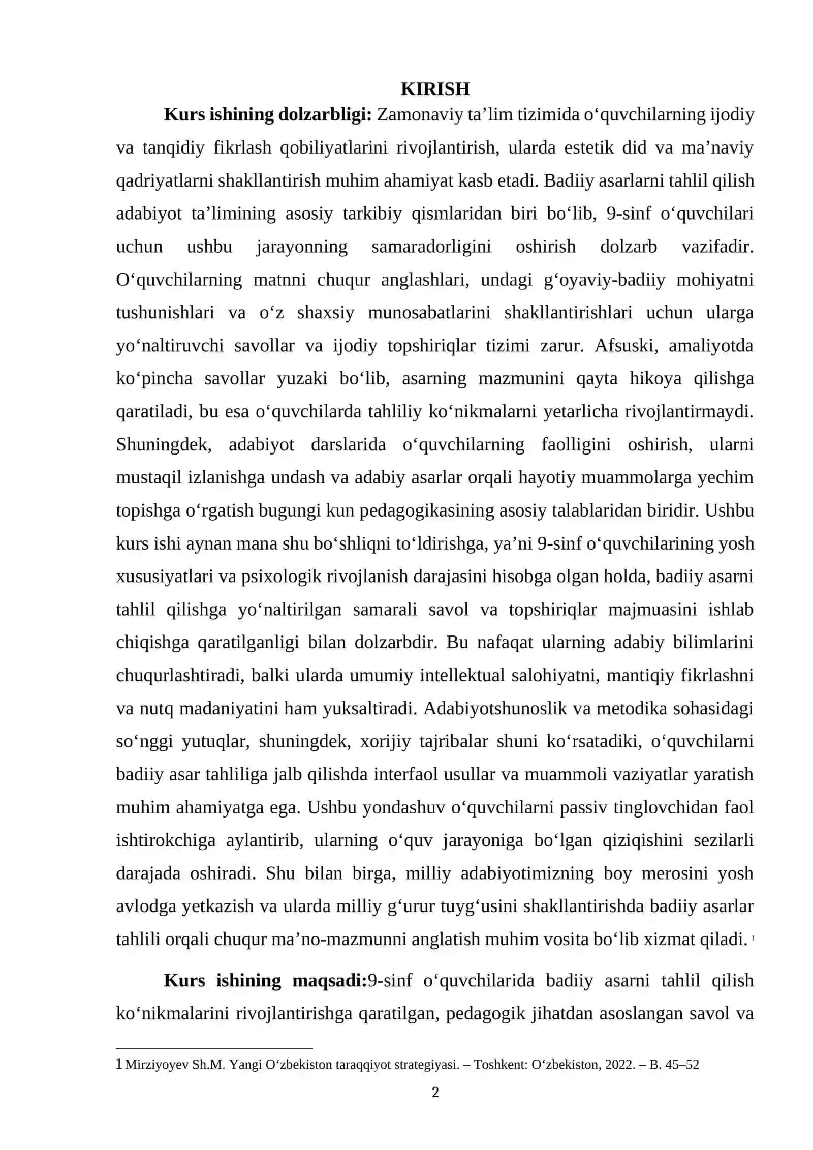 9-sinfda badiiy asarni tahlil qilishga qaratilgan savol va topshiriqlar ishlab chiqish 2
