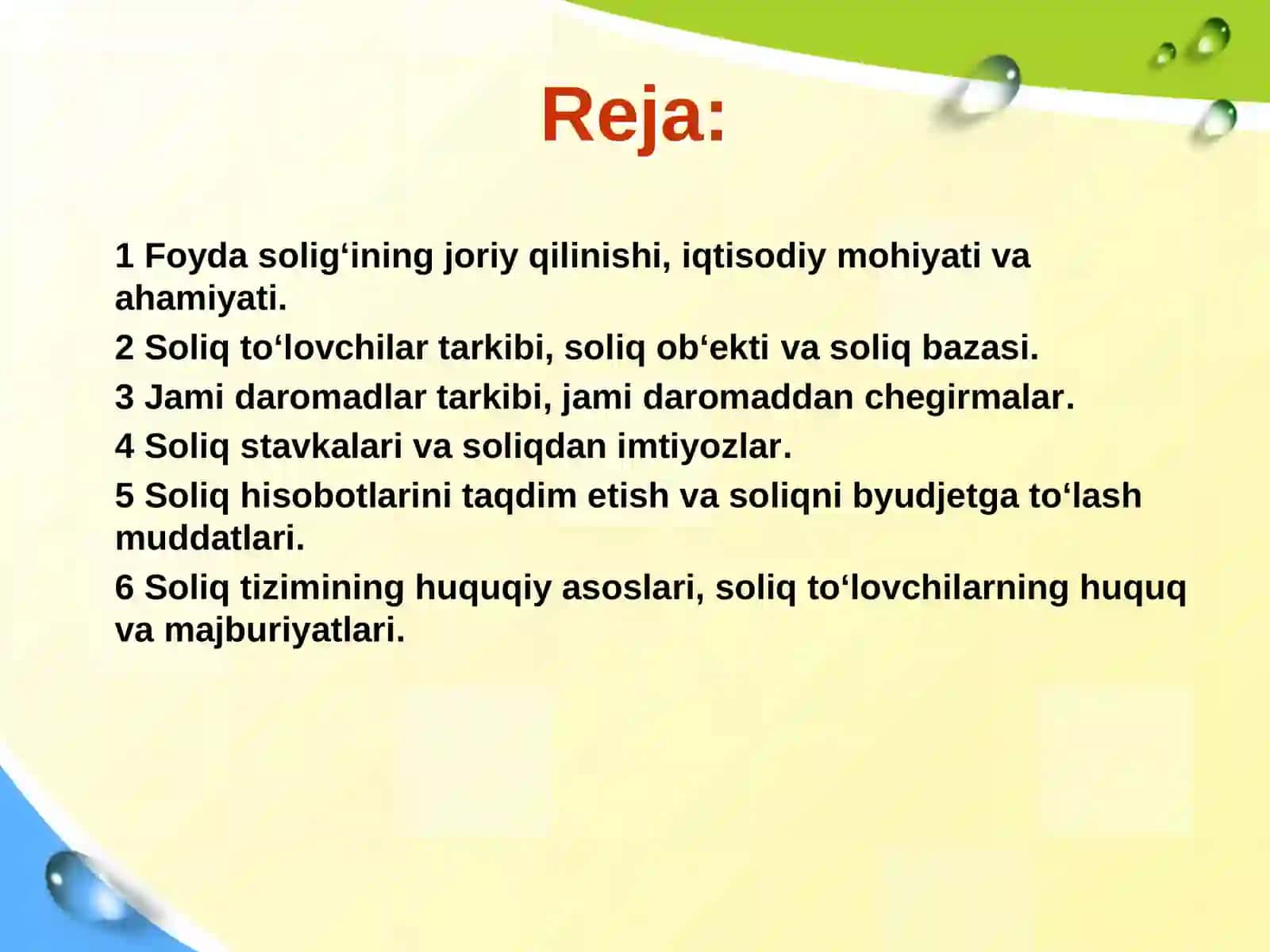 Yuridik shaxslardan olinadigan foyda solig'i 2