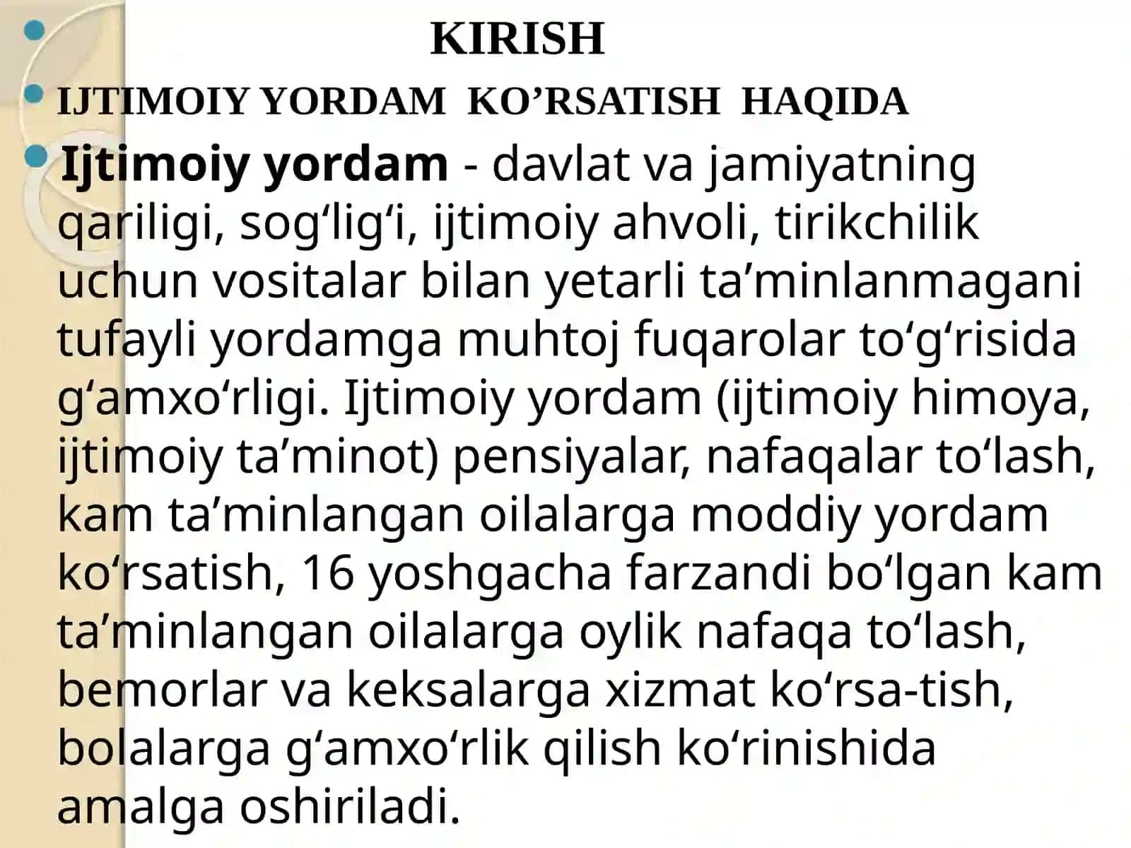 YOLG’IZ QARIYALAR, NOGIRONLAR, PENSIONERLAR VA OTA ONA TARBIYASIDAN MAHRUM BO’LGAN BOLALARGA IJTIMOIY YORDAM KO’RSATISH 2