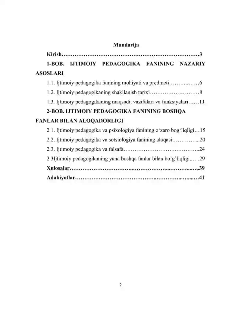 IJTIMOIY PEDAGOGIKA FANINING BOSHQA FANLAR BILAN ALOQADORLIGI. 2