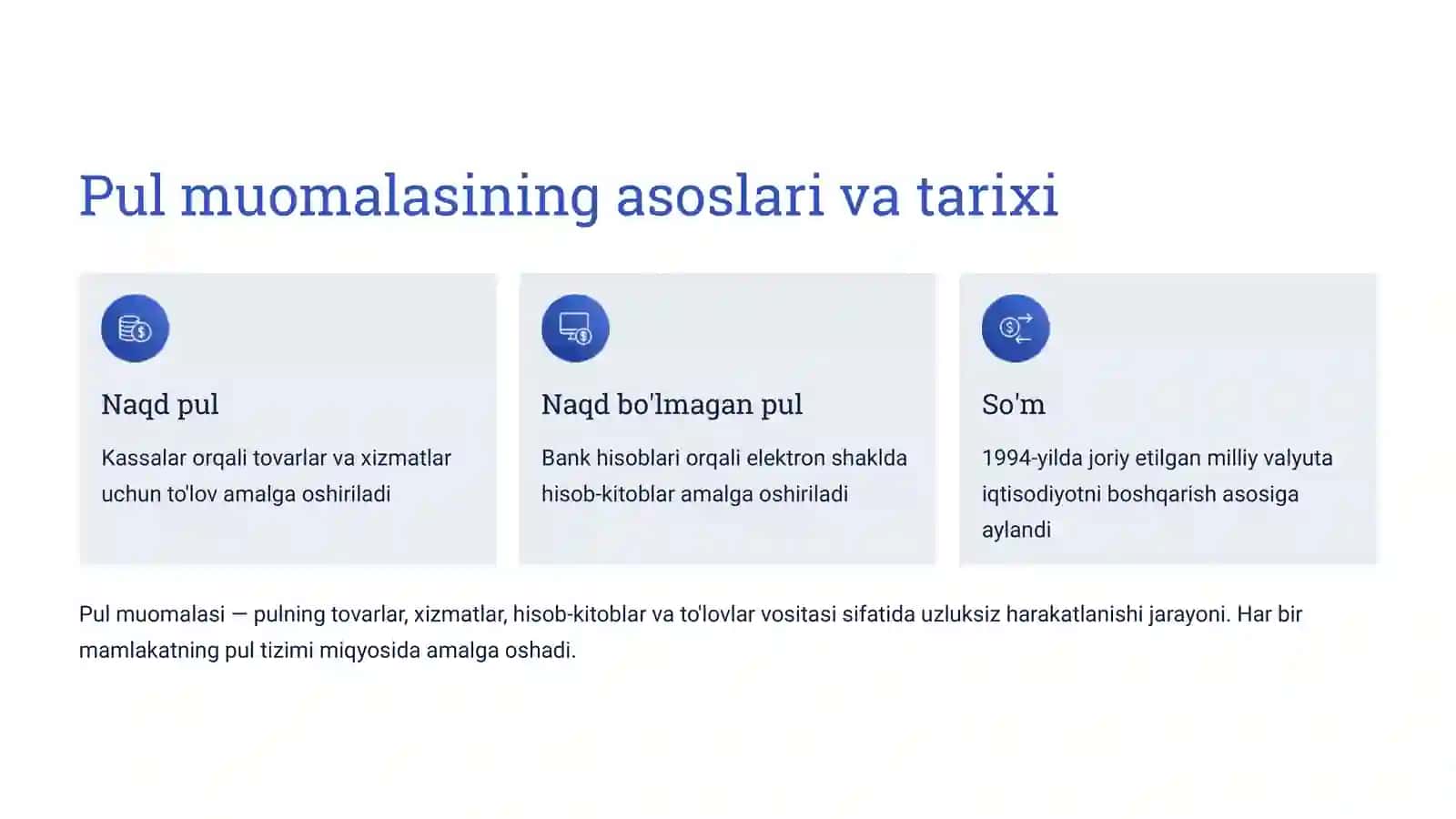 Pul momilasini tashkil etilishi 2